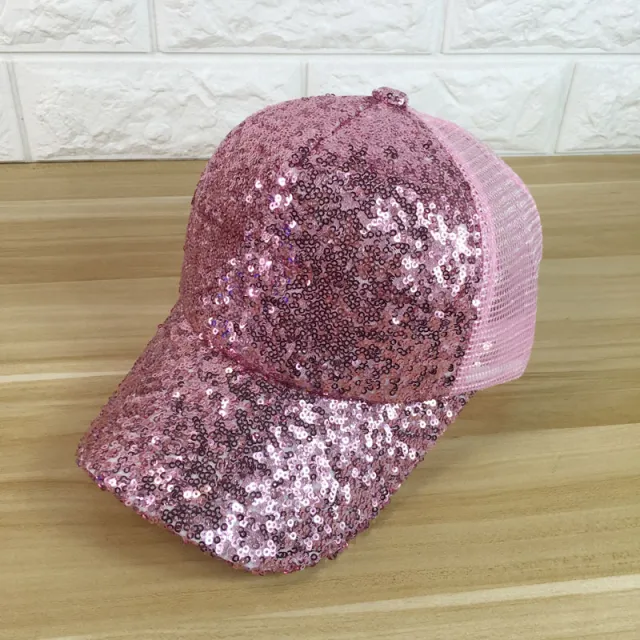 Women's Summer Sunshade Sequined Baseball Cap Pink - Shop at LoveMi