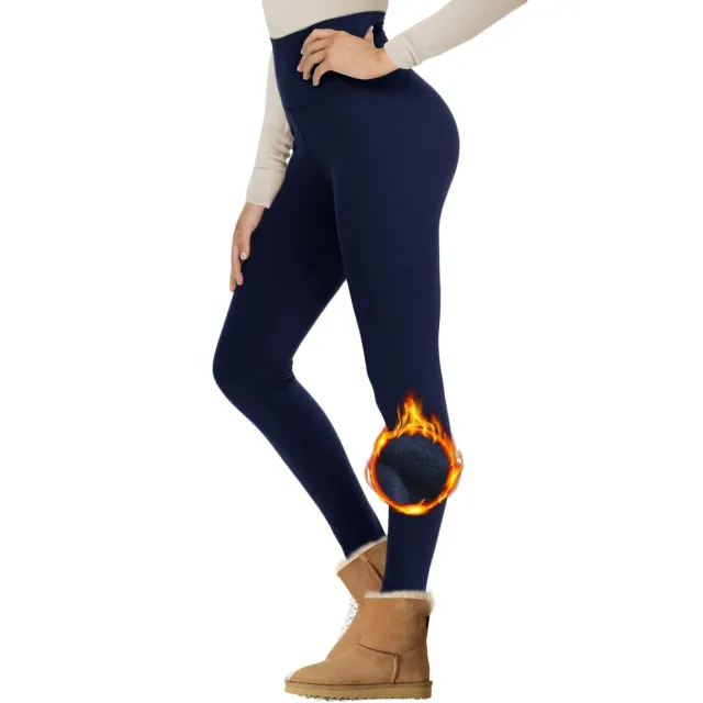 Cropped High Waist Velvet Padded Leggings Thermal Slim Fit Blue - Shop at LoveMi