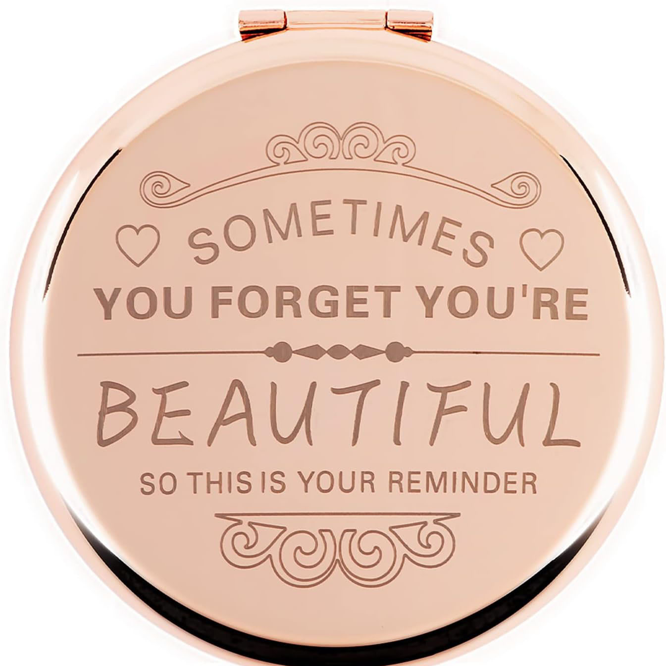 Title 6, Double-sided Metal Rose Gold Cosmetic Mirror