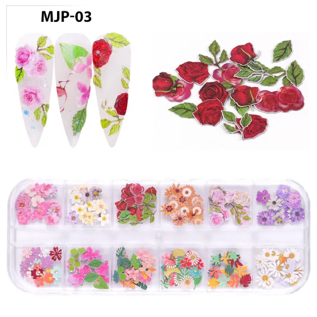 Manicure Wood Pulp Piece Butterfly Color Little Flower Christmas Halloween Nail Ornament Set Wood Pulp Sheet Ornament 03 - Shop at LoveMi