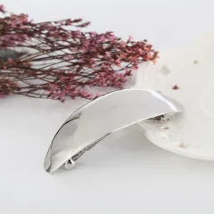 Fashion Women's Large Glossy Metal Barrettes Simple Fashion - White - View 1
