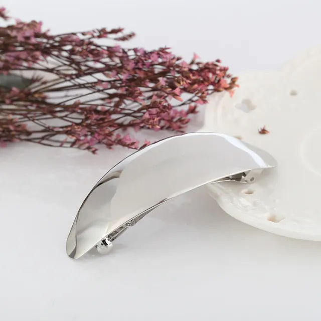 Fashion Women's Large Glossy Metal Barrettes Simple Fashion White - Shop at LoveMi