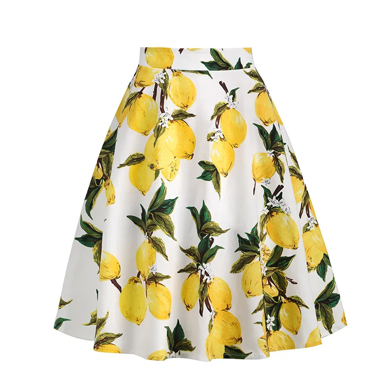 European And American Women's Clothing Vintage Printed Hepburn Floral Skirt - Mango
