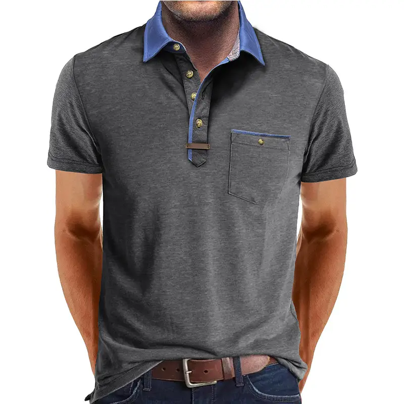 European And American Style Men's Clothing Short Sleeve Lapel T-shirt