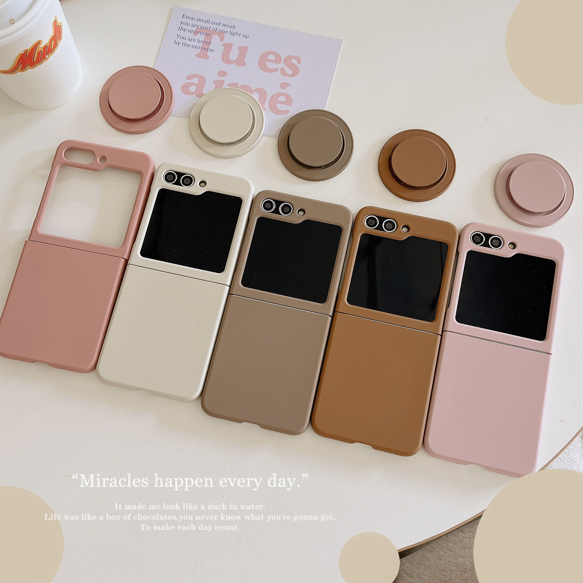 Zflip5 Foldable Screen Solid Color Magnetic Bracket PC Phone Case