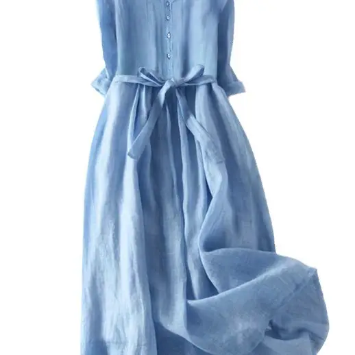 Round Neck Art Retro Style Waist-tight Dress