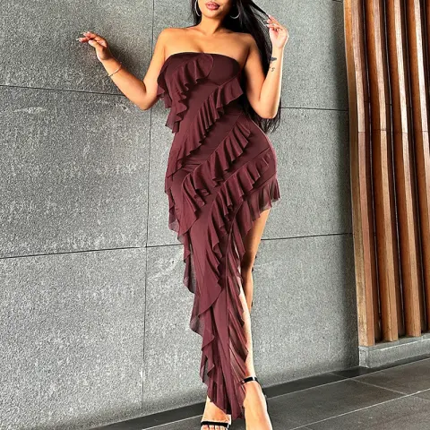 Summer Trend Skinny Women's Fashion Tube Top Backless Split