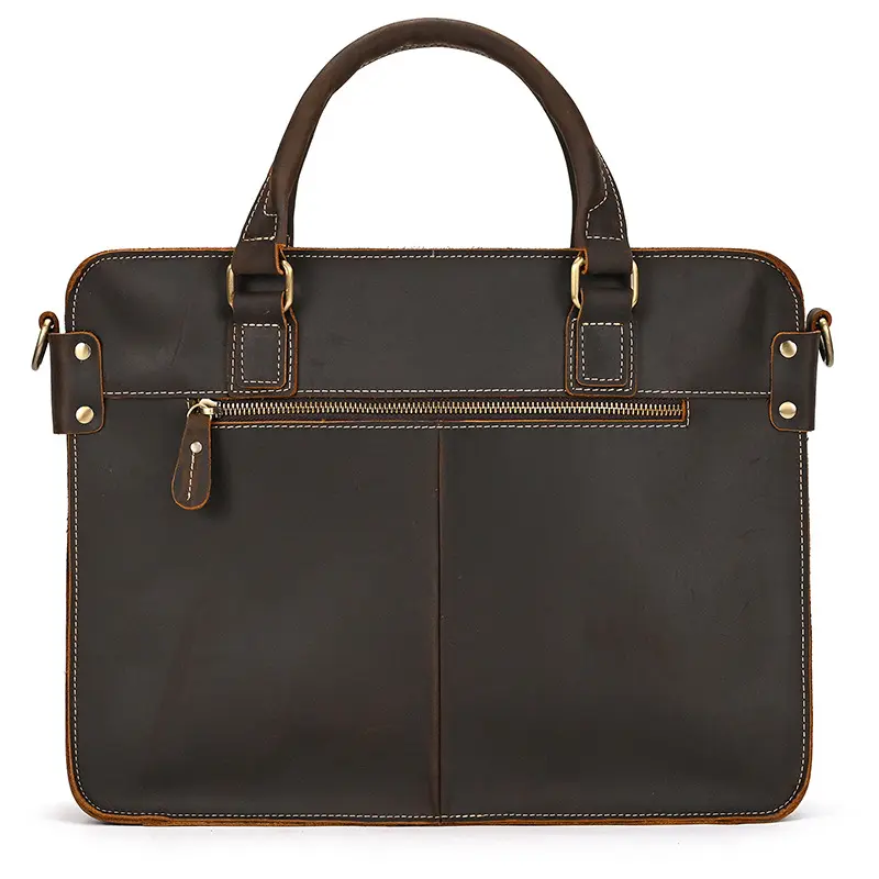 Retro Crazy Horse Leather Briefcase 14-inch Commuter