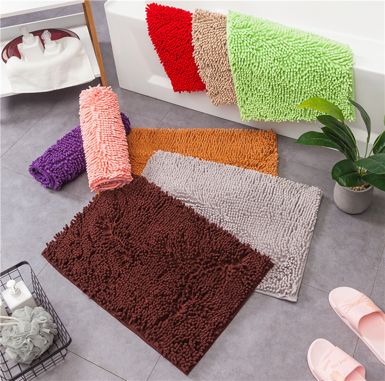 Title 6, Chenille Solid Color Bathroom Non-slip Mat