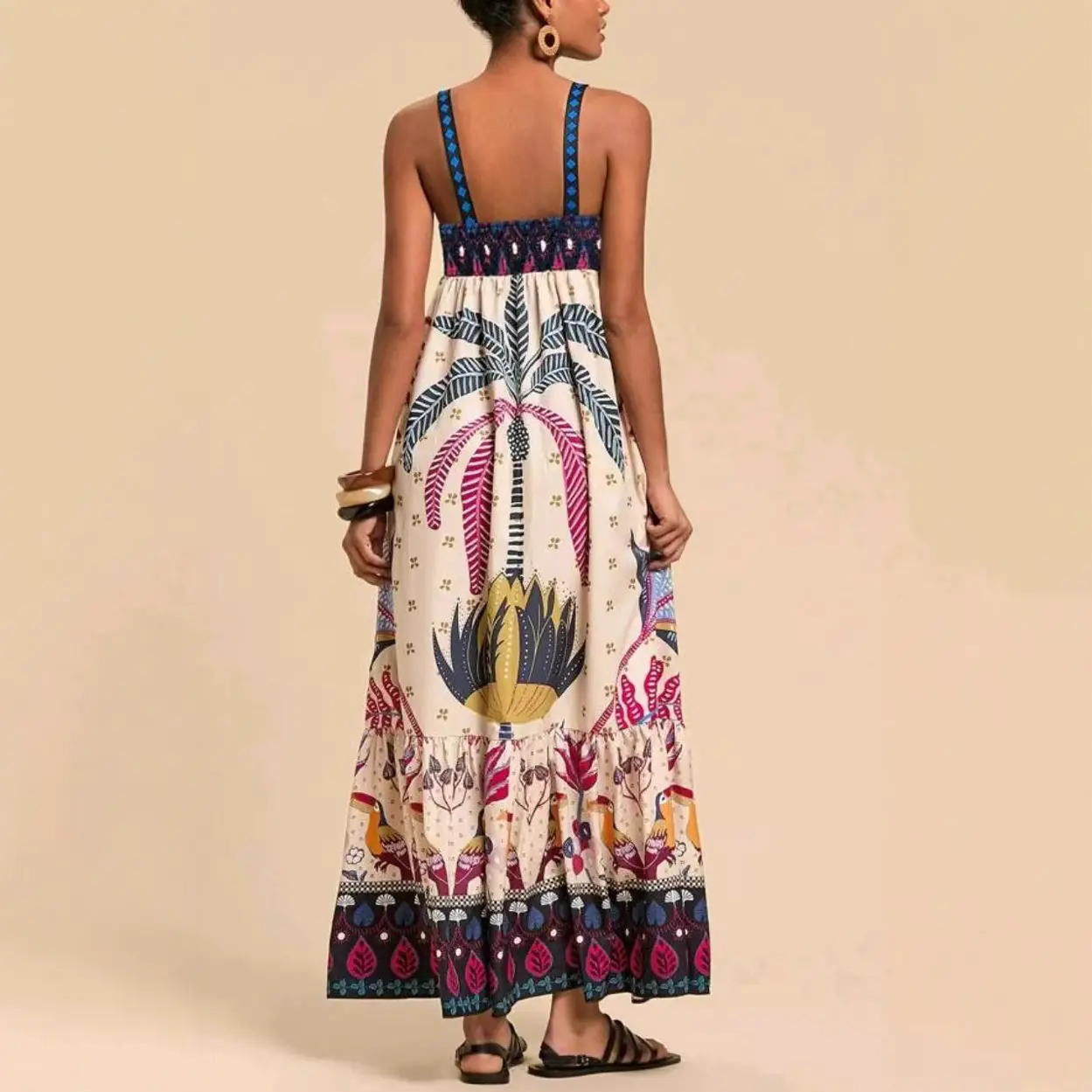 Printed Leisure Vacation Style Bohemian Dress