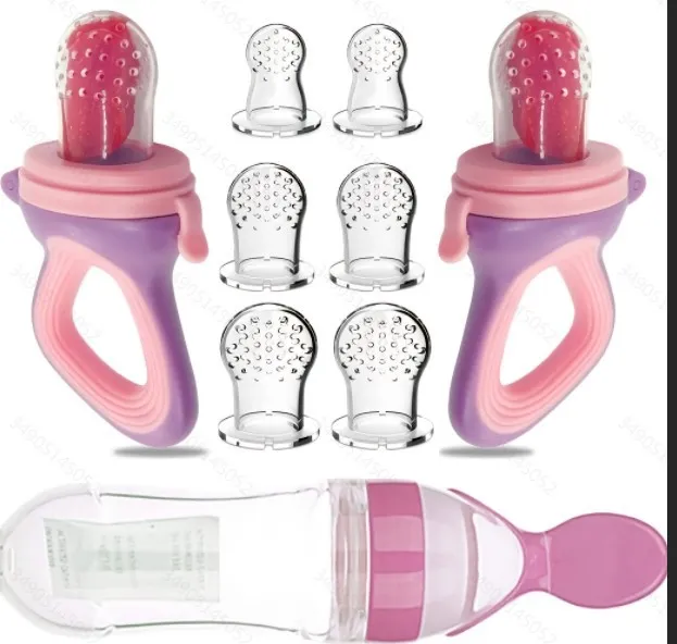 Geometric Confused Bottle Fruit And Vegetable Feeder Nipple Silicone Pink - Shop at LoveMi