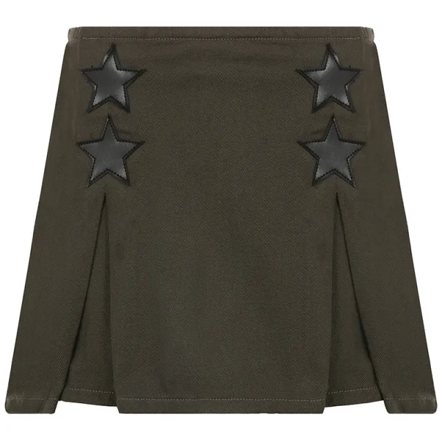 XINGX Patchwork Stitching Denim Skirt Green - Shop at LoveMi