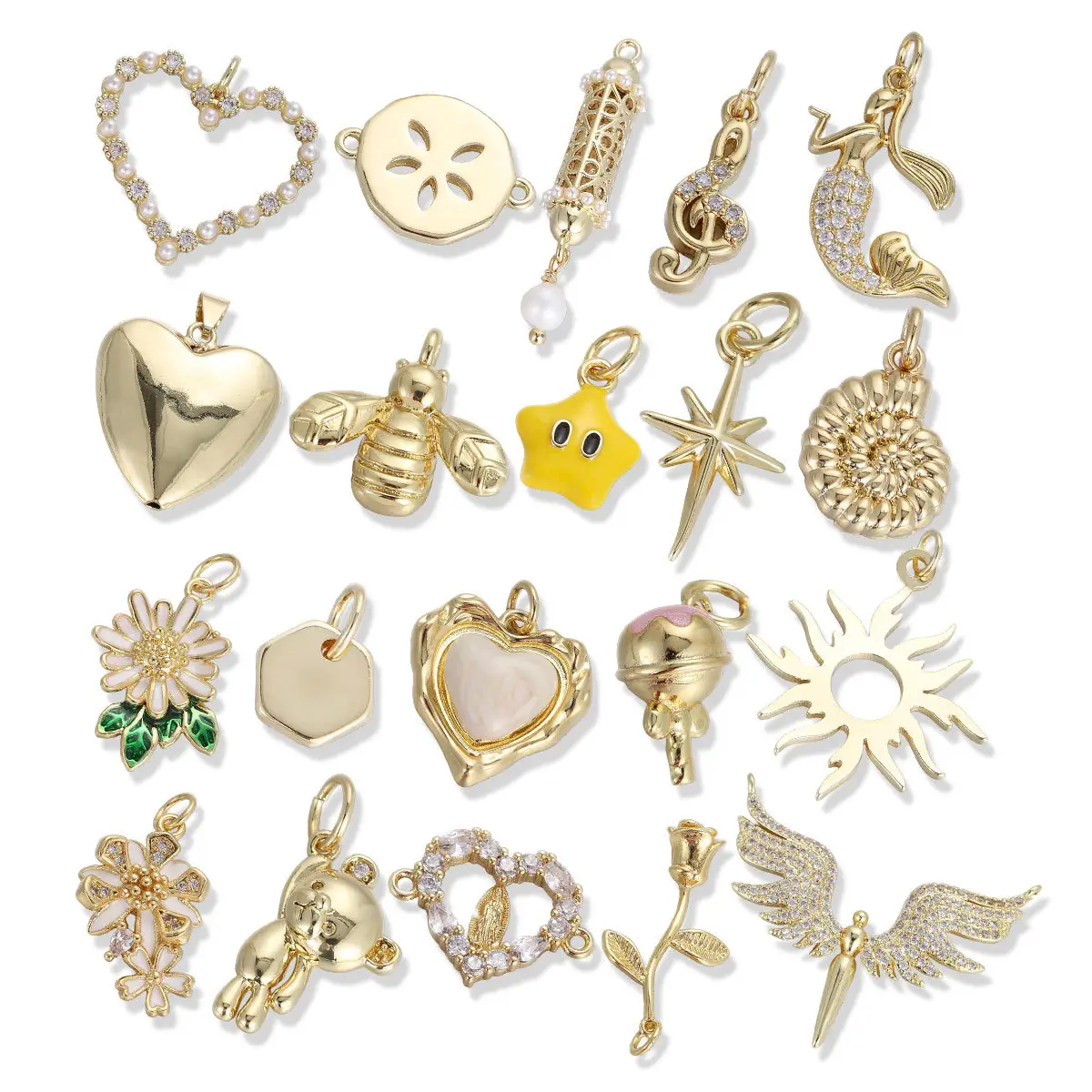 Angel Mermaid Love Heart Character Zircon Pendant