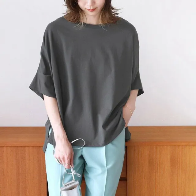 Japanese 6 color Cotton Batwing Sleeve Oversized Loose T shirt For Women Dark Gray - Shop at LoveMi