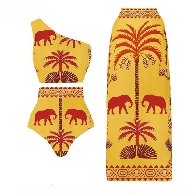 Fashion One piece Swimsuit Suit Vacation Beach Swimsuit Yellow - Shop at LoveMi