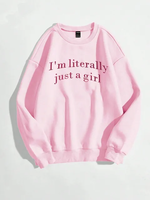 New In Just A Girl Letter Graphic Print Women's Sweatshirts W020201 Pl0731 23 Style Xxxl - Shop at LoveMi