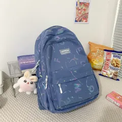 New Backpack Simple Fashion Letters Large Capacity Casual Computer Bag - Blue - View 1