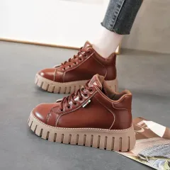 Women's Fashion All-matching Platform Shoes - Brown - View 1