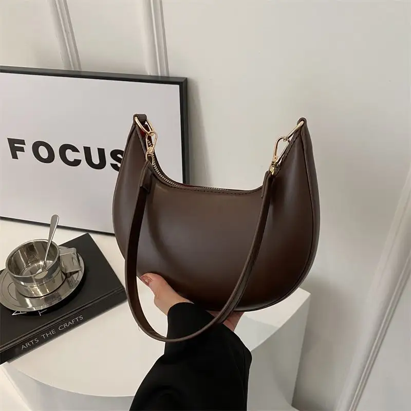Niche Crescent New Simple All-Match Textured Shoulder Bag