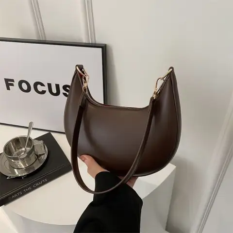 Niche Crescent New Simple All-Match Textured Shoulder Bag