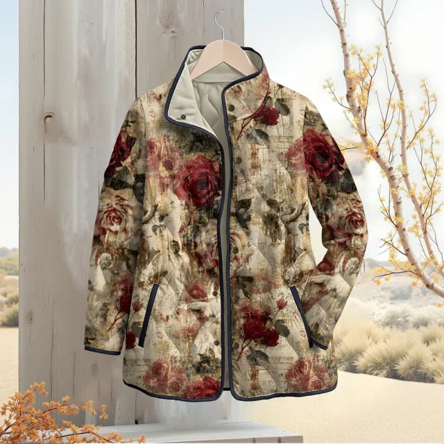 Womens Stylish Cotton padded Coat With A Fashionable Print 16 Style M - Shop at LoveMi