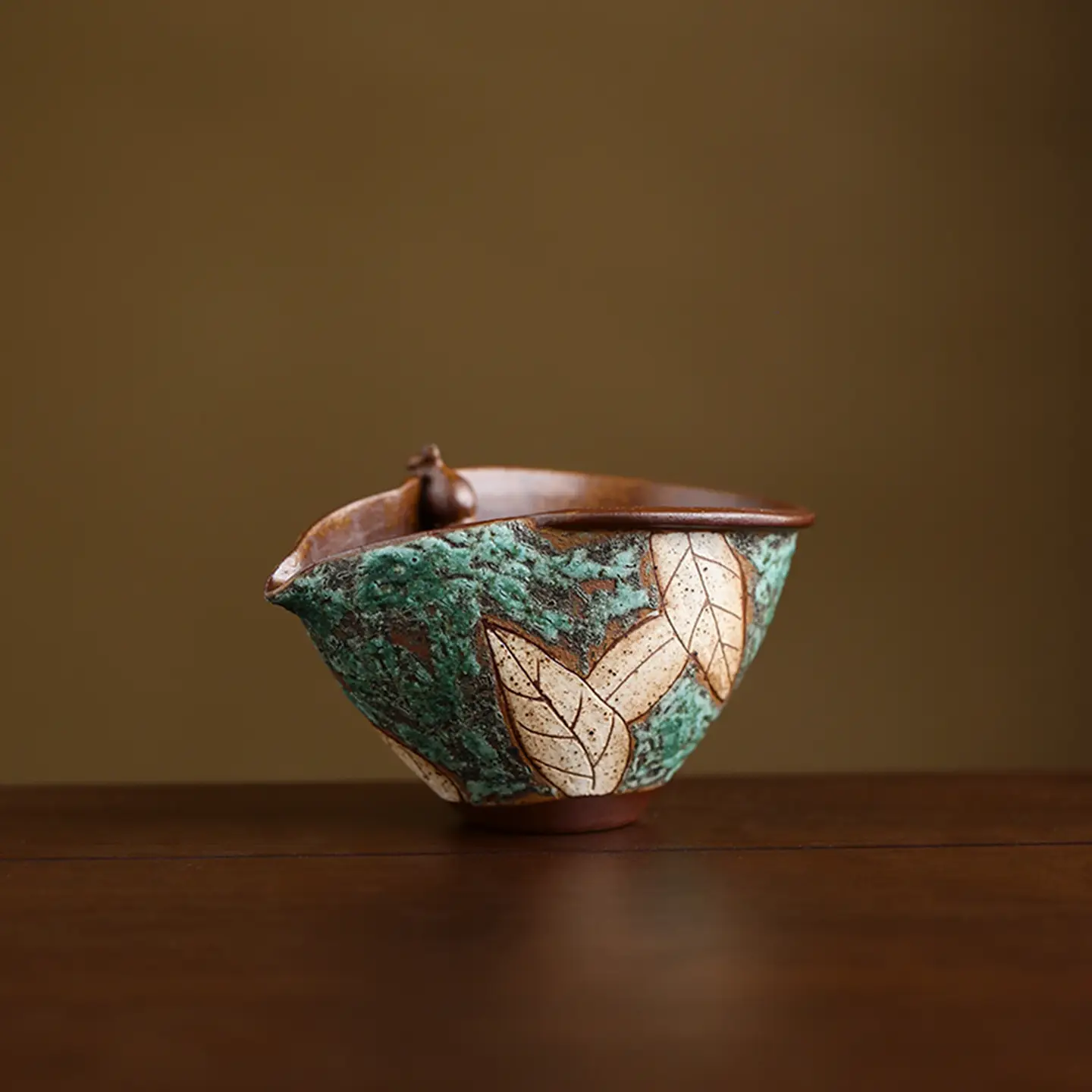 Turquoise-carved Old Clay Teapot-cup, Coarse Pottery Tea Divider, Teacup With Even Water Flow
