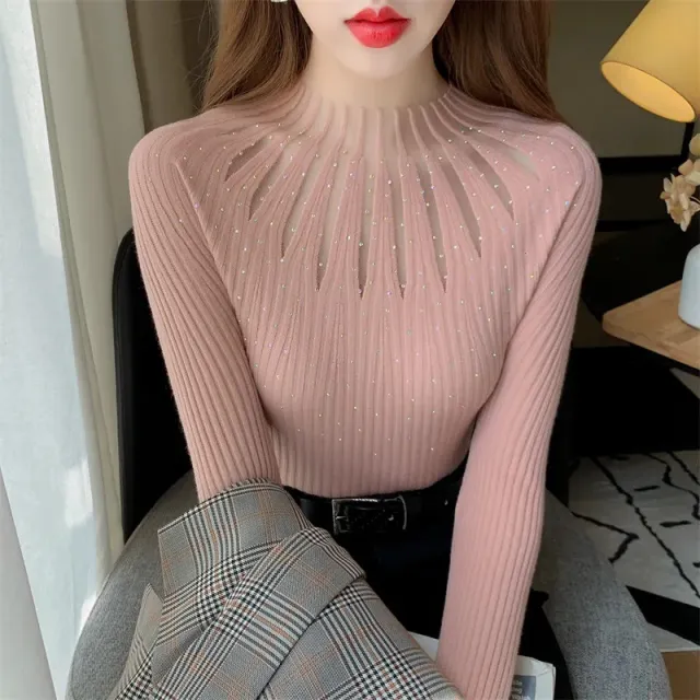 All match Lace Rhinestone Bottoming Shirt Women Pink - Shop at LoveMi