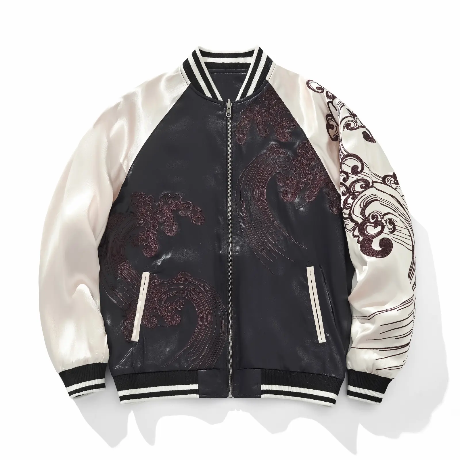 Mens Loose Fit Polyester Embroidered Chinese Style