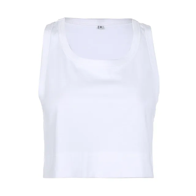 Women's Casual Loose fitting Cropped Solid Color I shaped Vest White - Shop at LoveMi