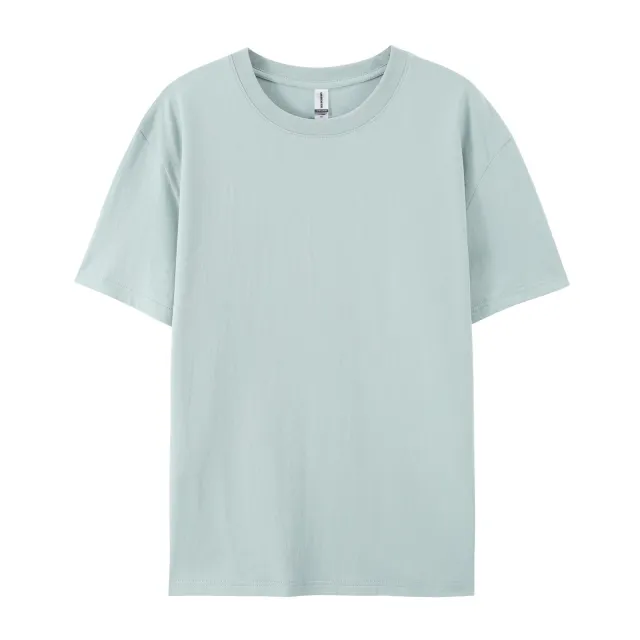 Xinjiang Cotton Breathable Round Neck Short sleeved T shirt Haze Blue - Shop at LoveMi