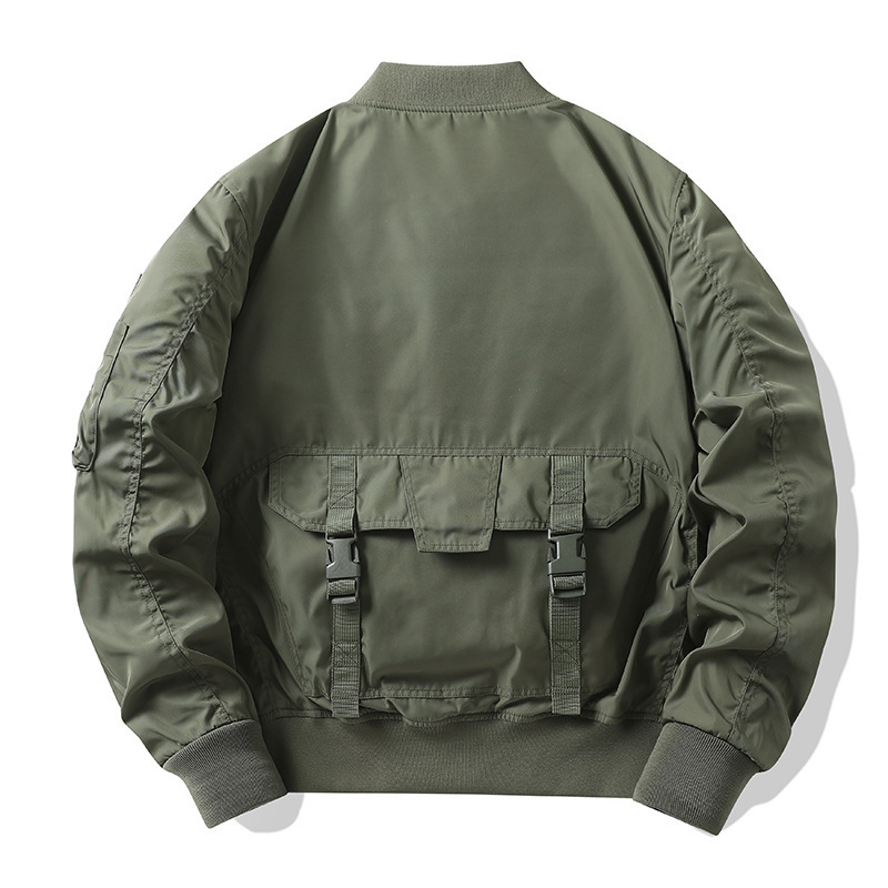 Retro Baseball-style Multi-pocket Work Jacket