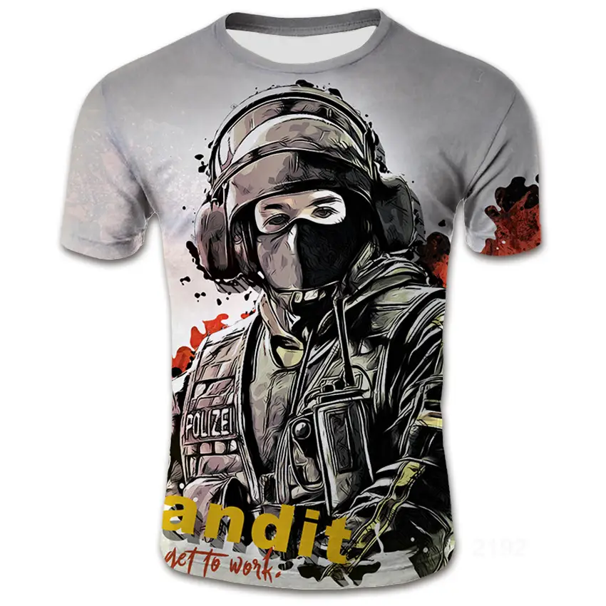 Summer New European And American Warrior Digital 3D Printed Short-sleeved T-shirt Men