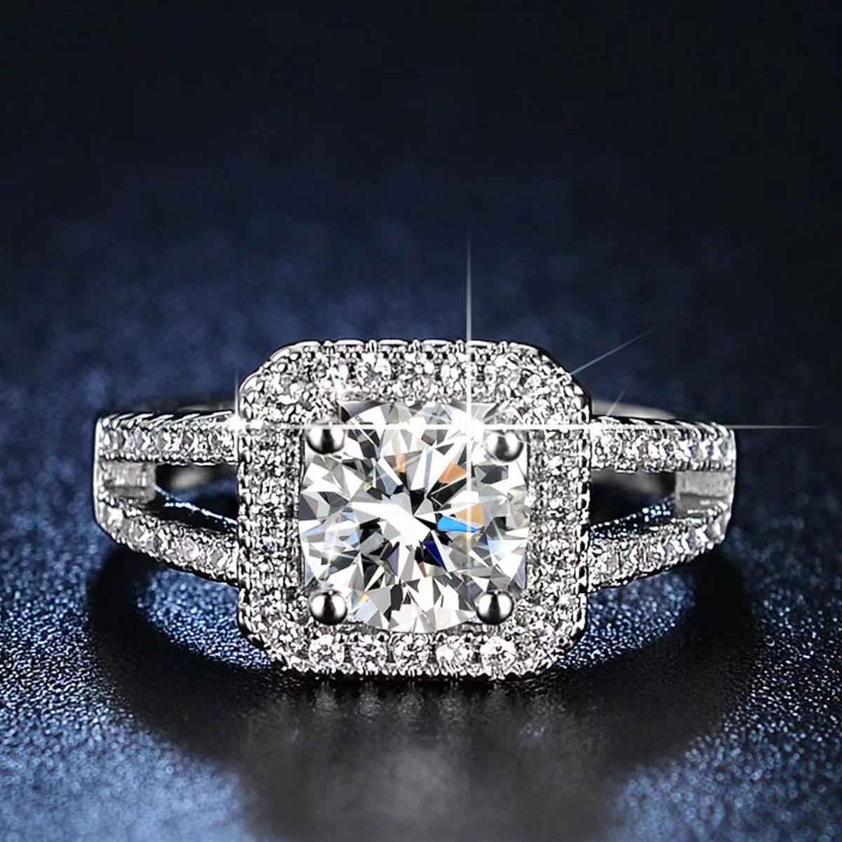 Ring With Topaz And Colorful Diamonds In A Pave Setting