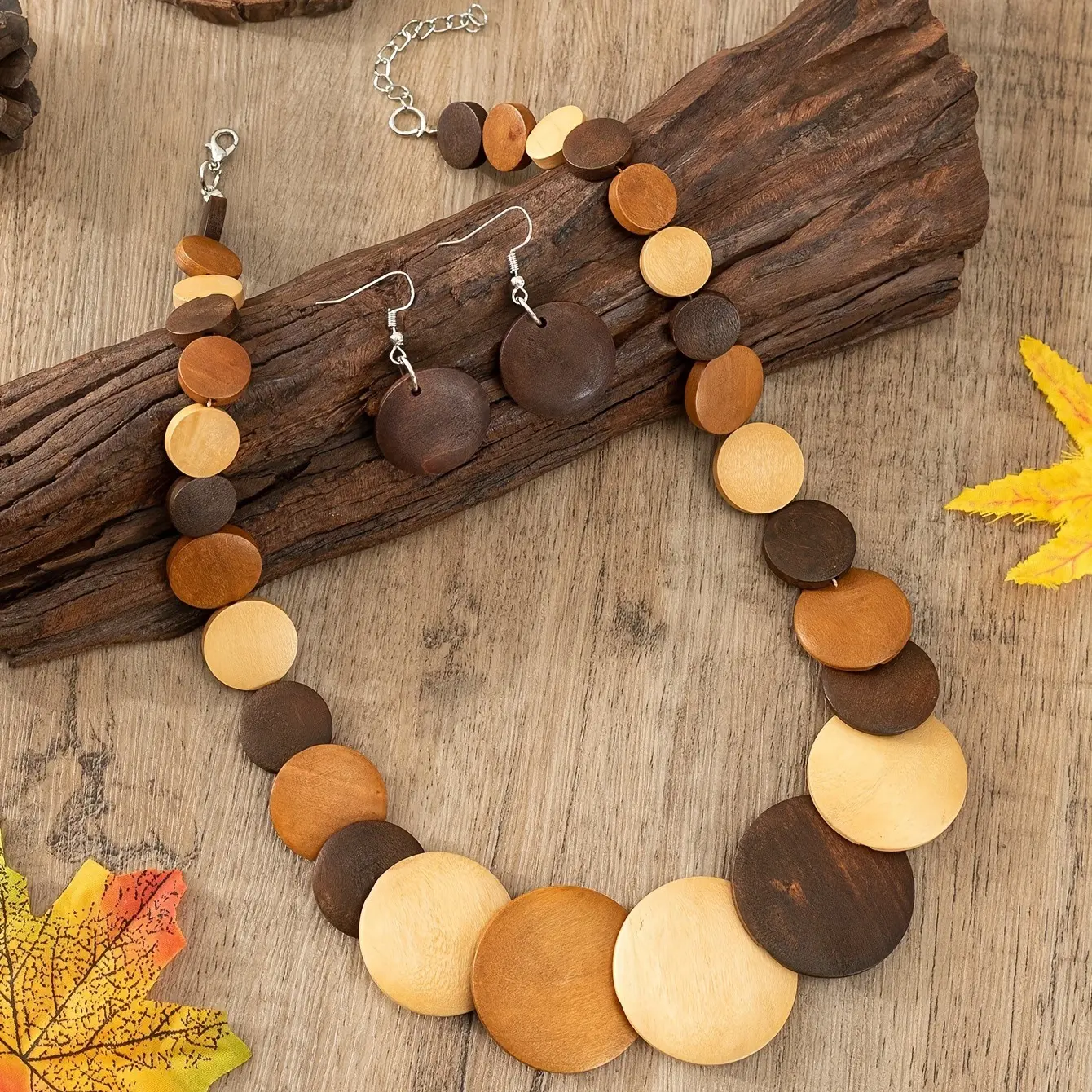 Retro Wooden Niche Jewelry Set