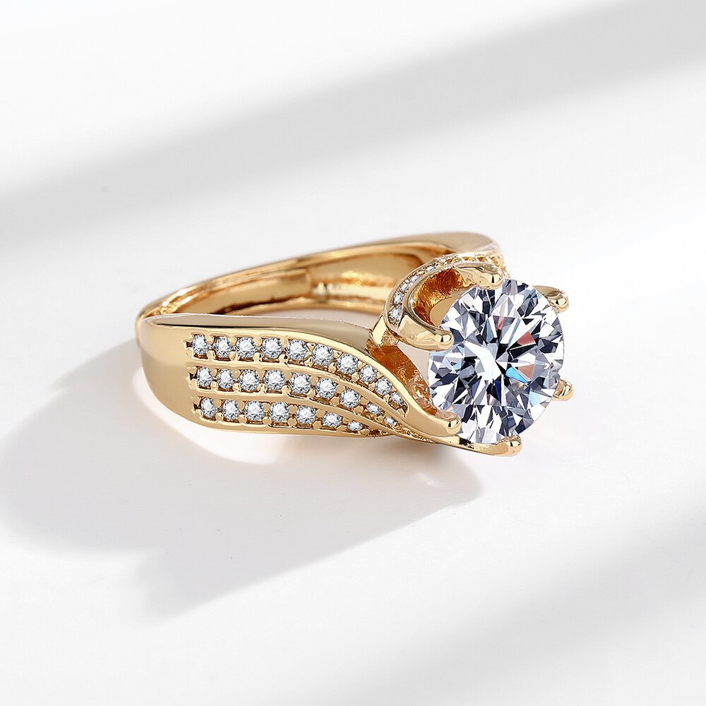 3 Karat Super Flash Eight Hearts And Eight Arrows Zircon Ring
