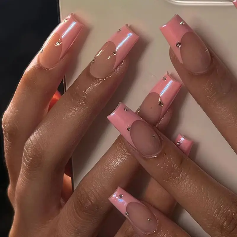 Women's Pink Rhinestone Wear Finished Product Nail