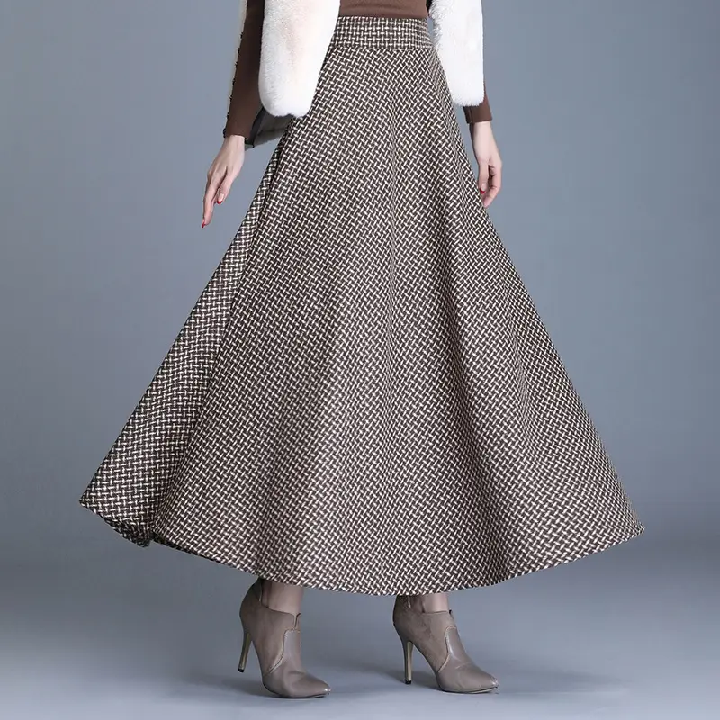 Womens Long Woolen Skirt With A Ful