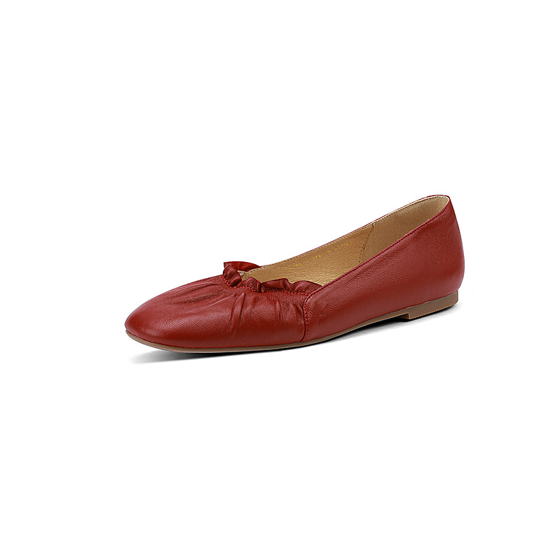 Square Toe Leather Flats