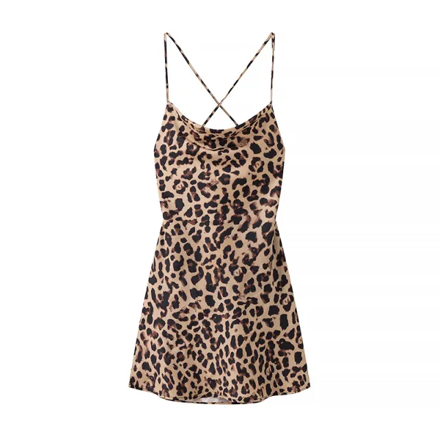 Women's Animal Print Satin Texture Dress Dress Xs - Shop at LoveMi