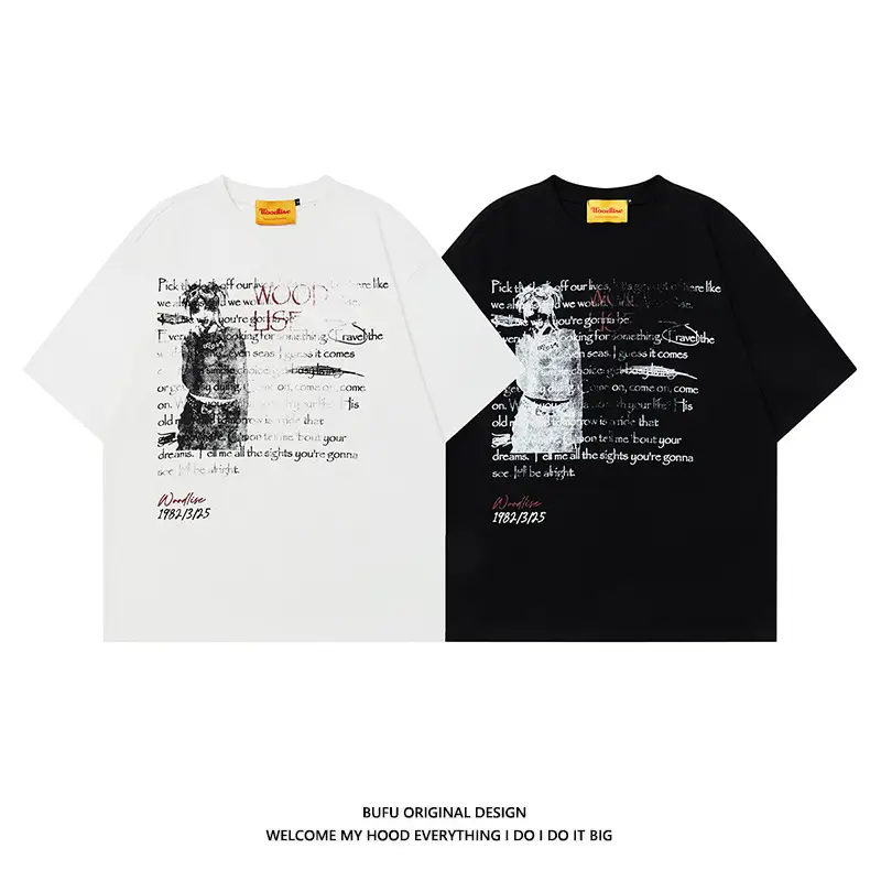 Design Pure Cotton Hip Hop High Street Retro Loose Short Sleeve T-shirt Men