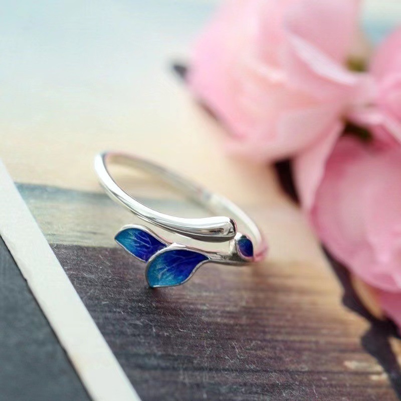 Lady Temperament Artistic Enamel Branch Epoxy Ring