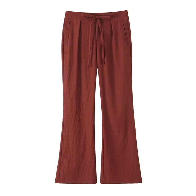 Spring And Summer Double-layer Gauze Home Pants Cotton Japanese Loose Casual Trousers - Wine