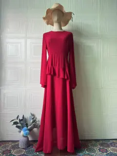 Elegant Temperament Long Sleeve Long Dress Luxurious Lightweight Dress Women - Red - View 1