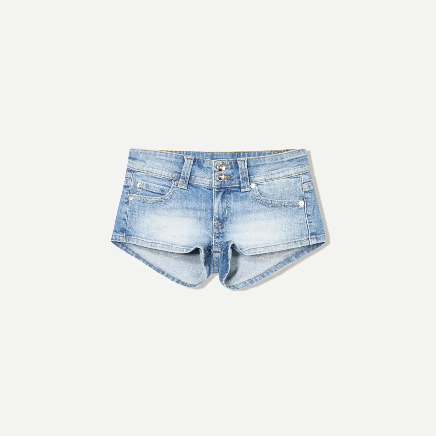 Retro Chic Double-Button Low-Rise Denim Shorts For Women