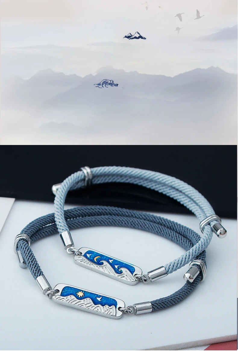 Title 1, Pulsera para Parejas Azul con Pegamento en Gota...