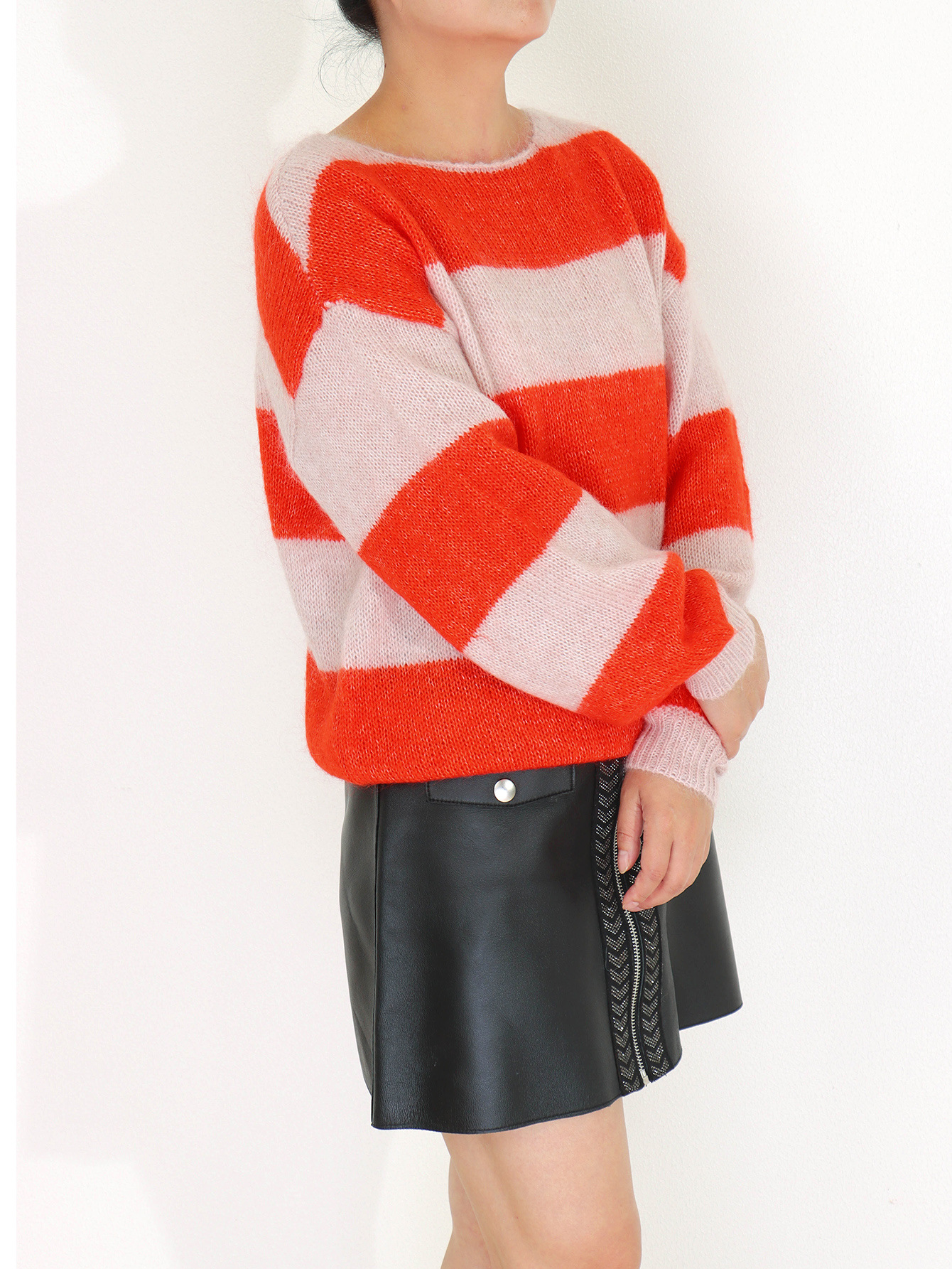 Title 4, Mohair Round Neck Striped Sweater Autumn Loose ...