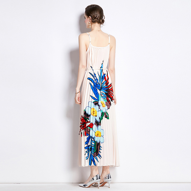 Printed Pleated Long Dress, picture 4 of 5