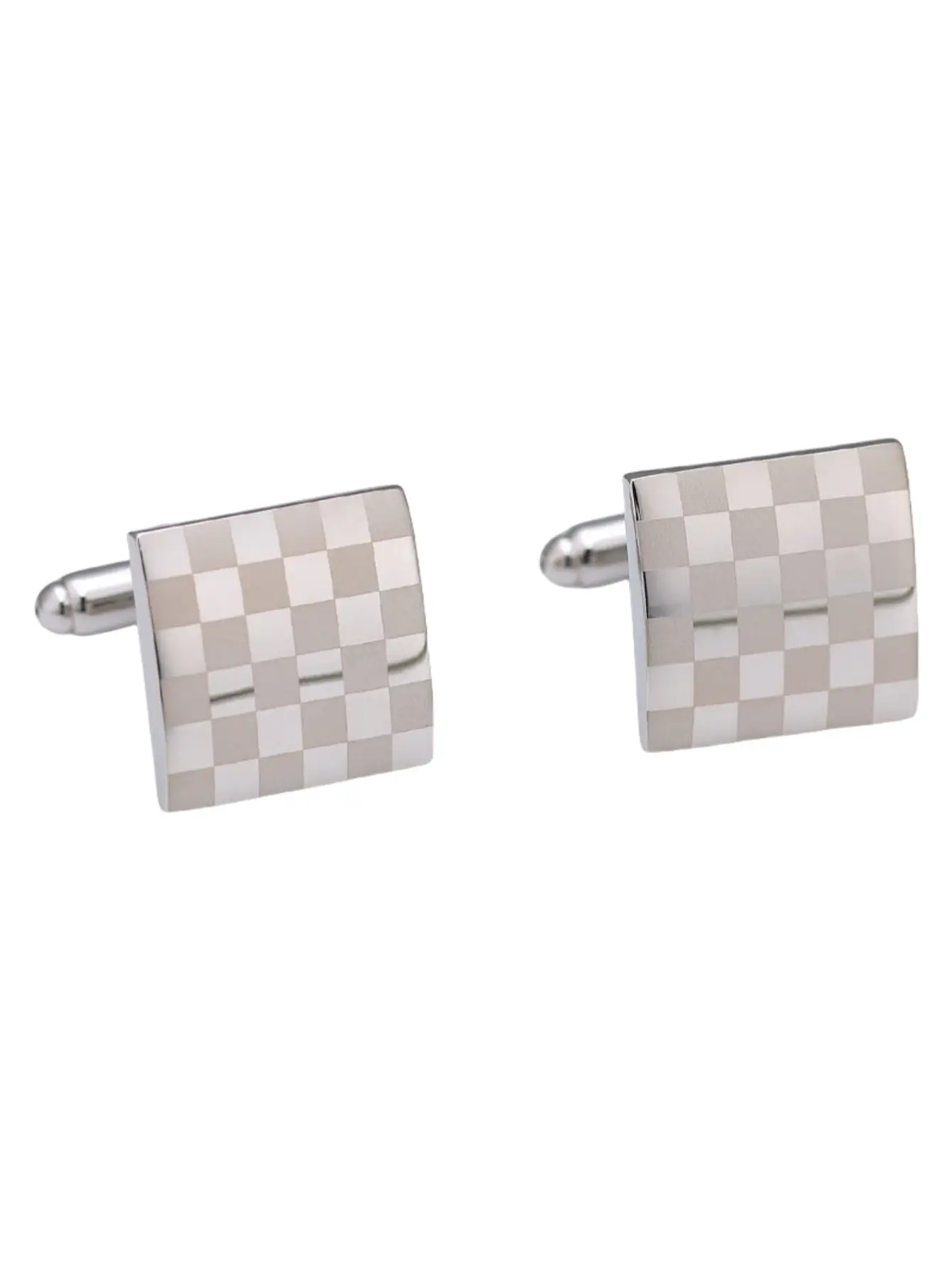 Laser Plaid Tie Clip Cuff Buckle Set