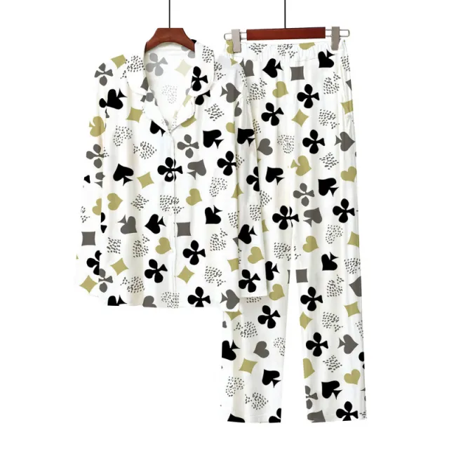 European And American Style 3D Digital Printed Button up Shirt Comfortable Pajama Pants Color 3 S - Shop at LoveMi