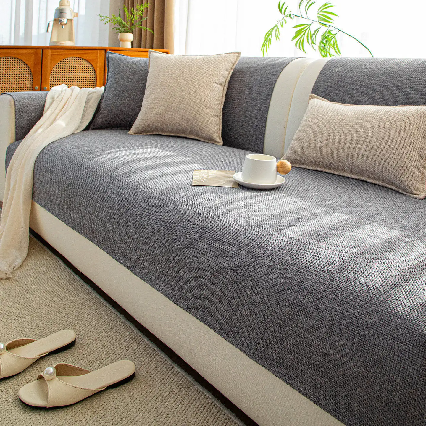 Japanese-style Faux Cotton-linen Sofa Cushion